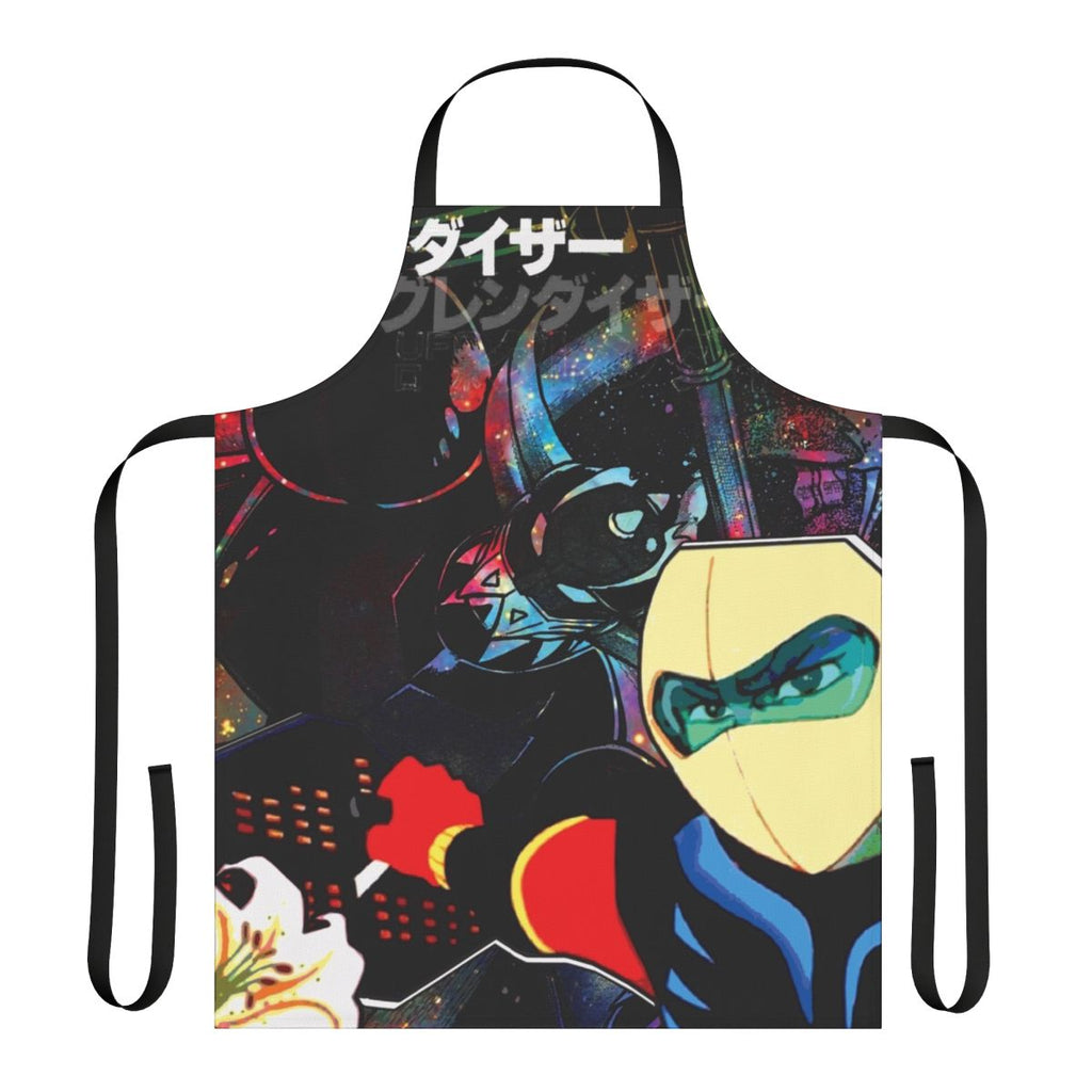 Retro anime-inspired apron featuring the iconic Grendizer robot character from the classic Japanese cartoon series.
