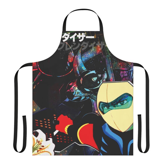 Retro anime-inspired apron featuring the iconic Grendizer robot character from the classic Japanese cartoon series.