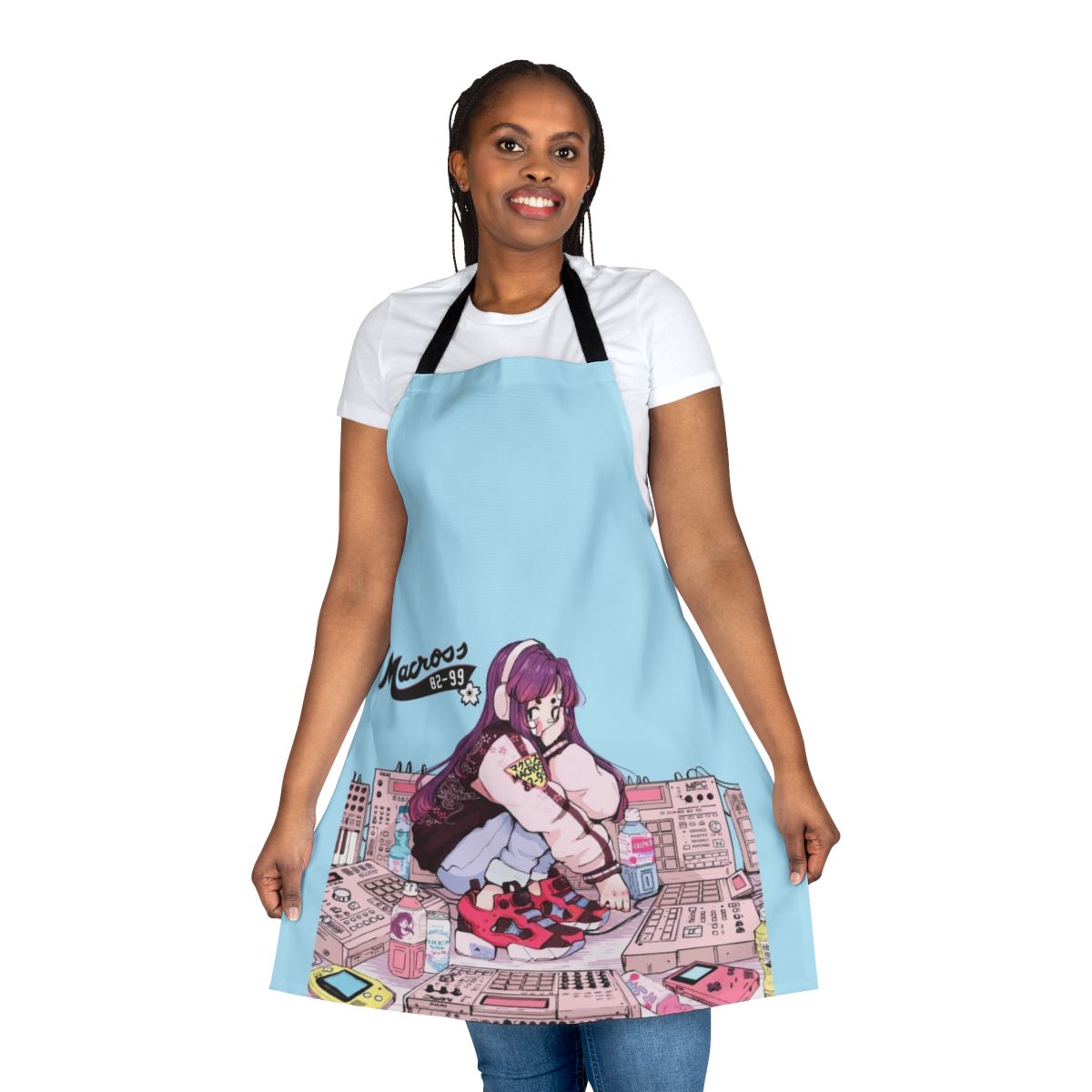 Macross 82-99 inspired apron with a retro anime aesthetic