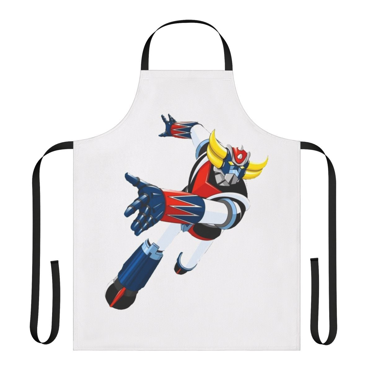 Retro anime inspired apron featuring vintage manga and mecha style robot graphics