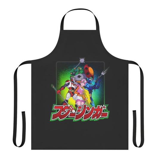 Retro-style apron featuring characters from the classic 80s anime series