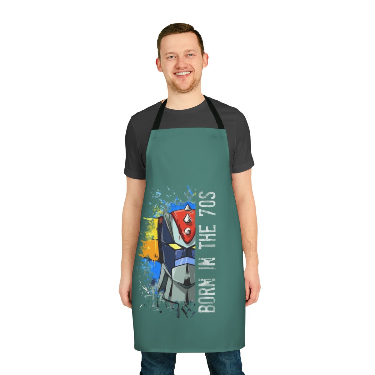 Apron featuring the iconic robot character Goldrake from the classic 1970s anime series.