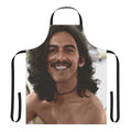Retro apron with a colorized image of George Harrison, member of the iconic 1960s band The Beatles