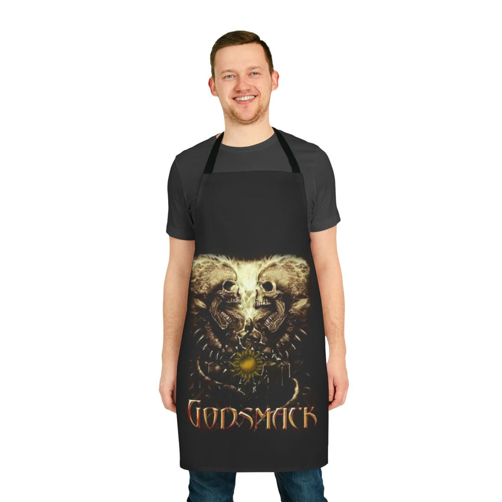 Retro-style apron featuring a rock band logo
