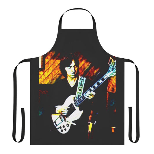 Retro apron featuring the name and style of British jazz fusion guitarist Alan Holdsworth