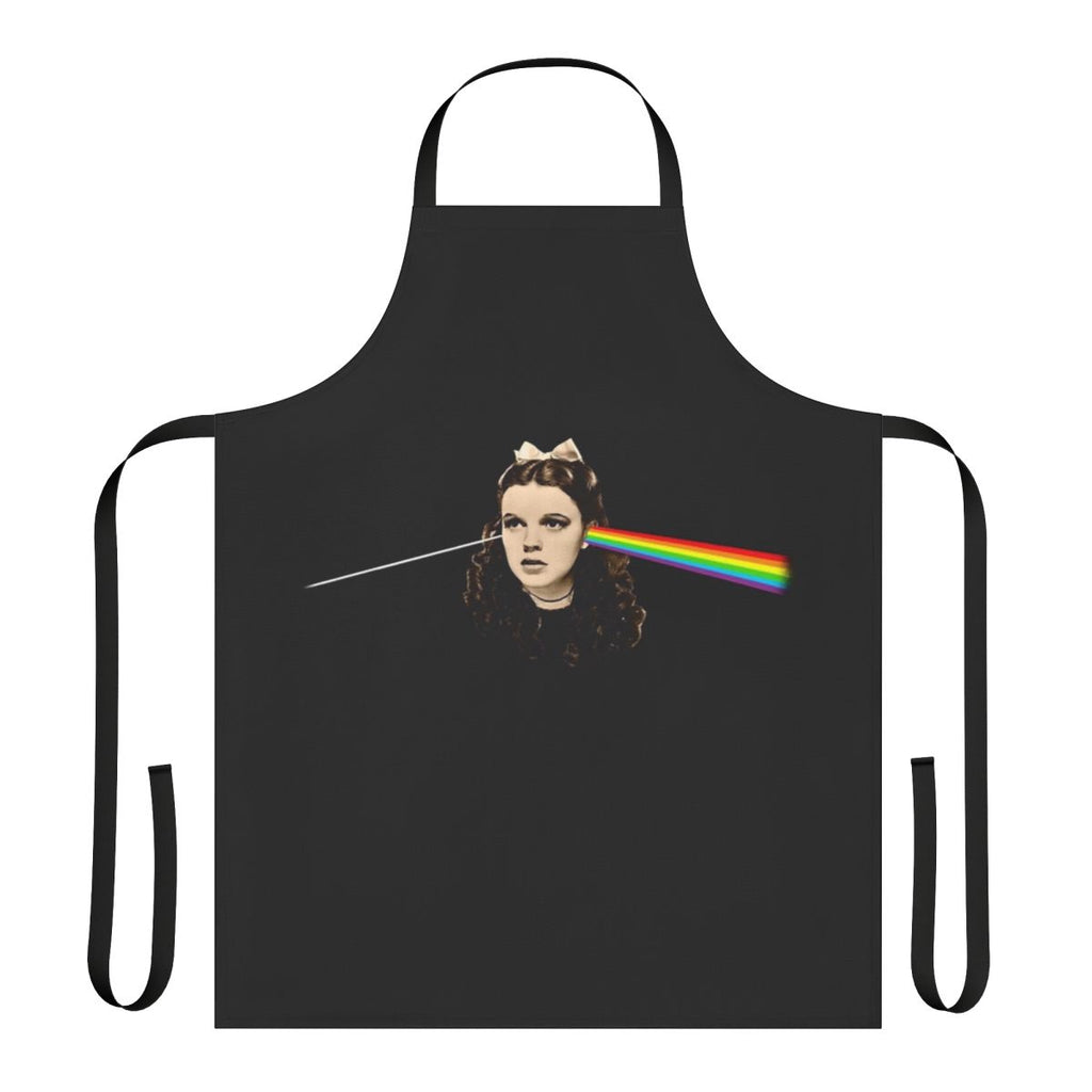 Vintage-style apron featuring a design inspired by The Wizard of Oz and the album cover for Pink Floyd's Dark Side of the Moon