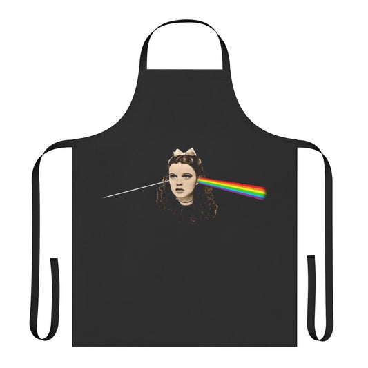 Vintage-style apron featuring a design inspired by The Wizard of Oz and the album cover for Pink Floyd's Dark Side of the Moon