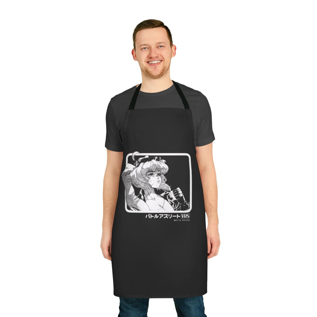 Retro-inspired apron featuring abstract graphics, 80s aesthetic, and fighting game/Sonic the Hedgehog themes