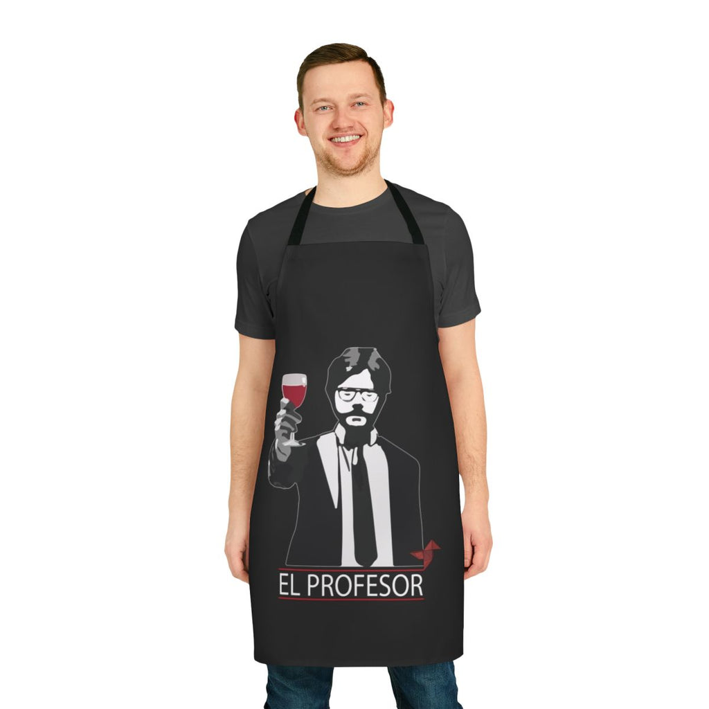 Retro-style apron featuring Professor character from the hit Netflix series Money Heist (La Casa de Papel)