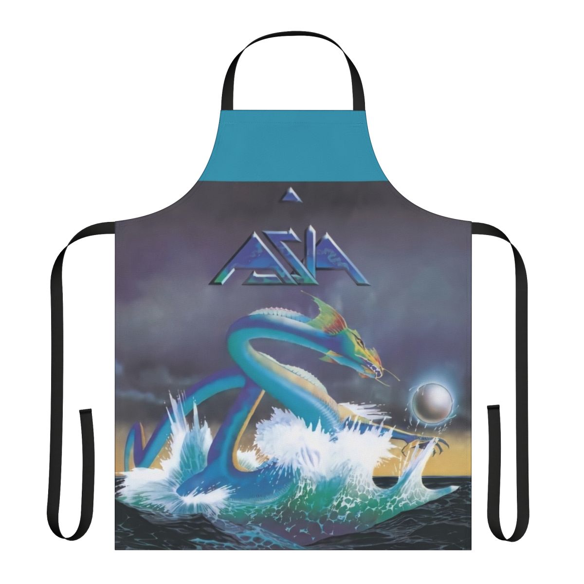 Retro apron featuring iconic 1982 Asia band album artwork