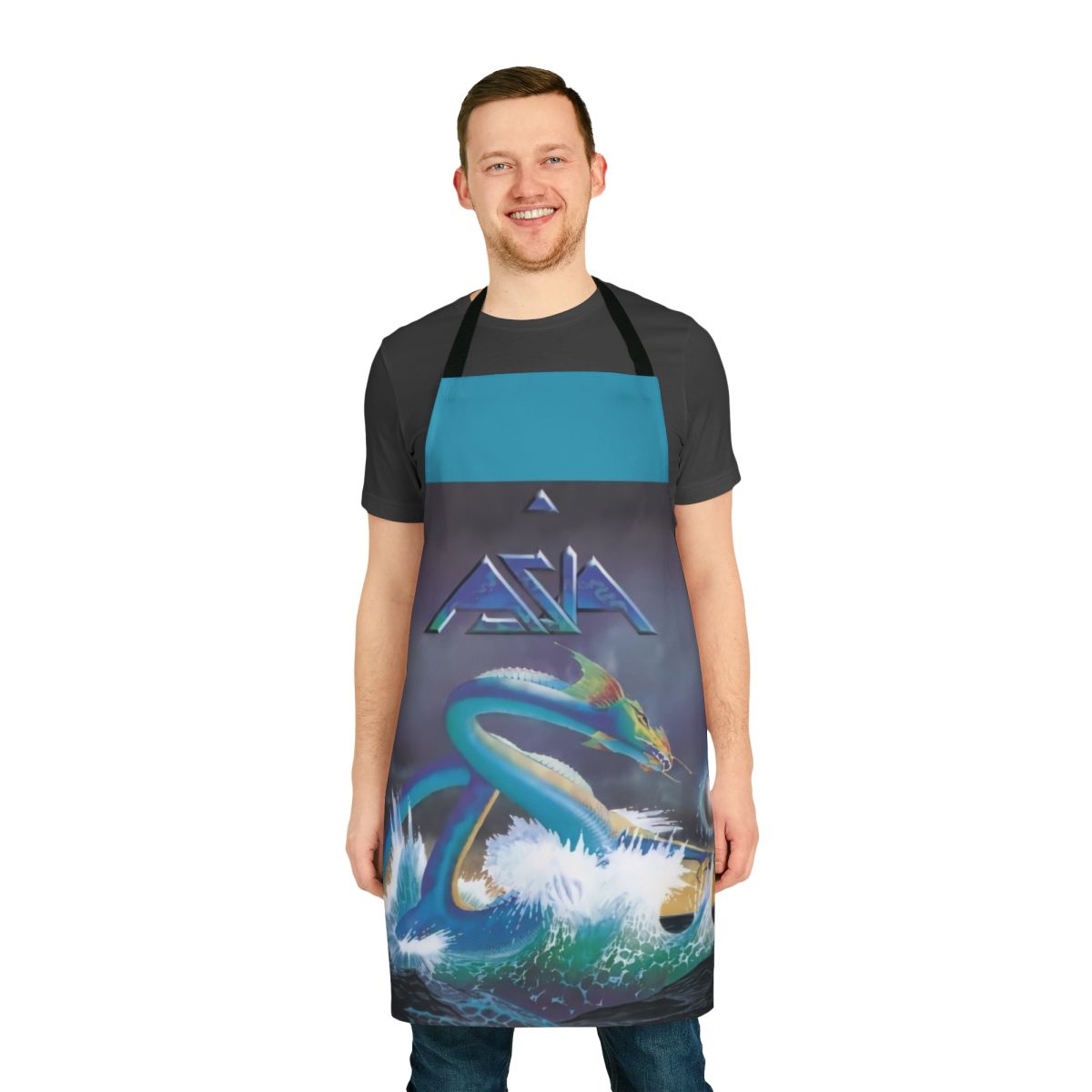Retro apron featuring iconic 1982 Asia band album artwork