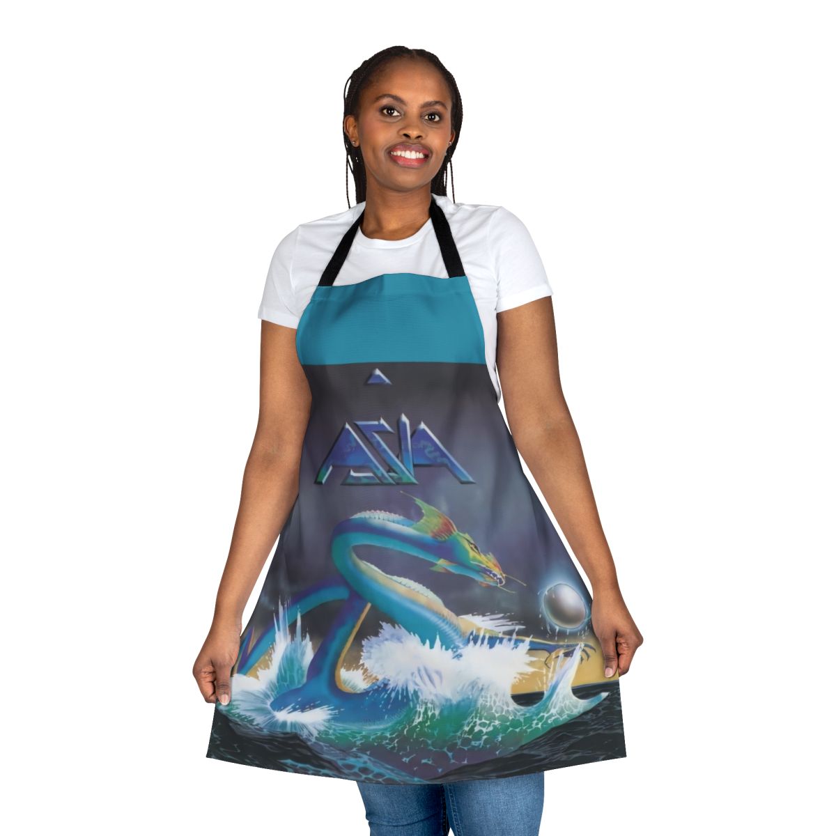 Retro apron featuring iconic 1982 Asia band album artwork