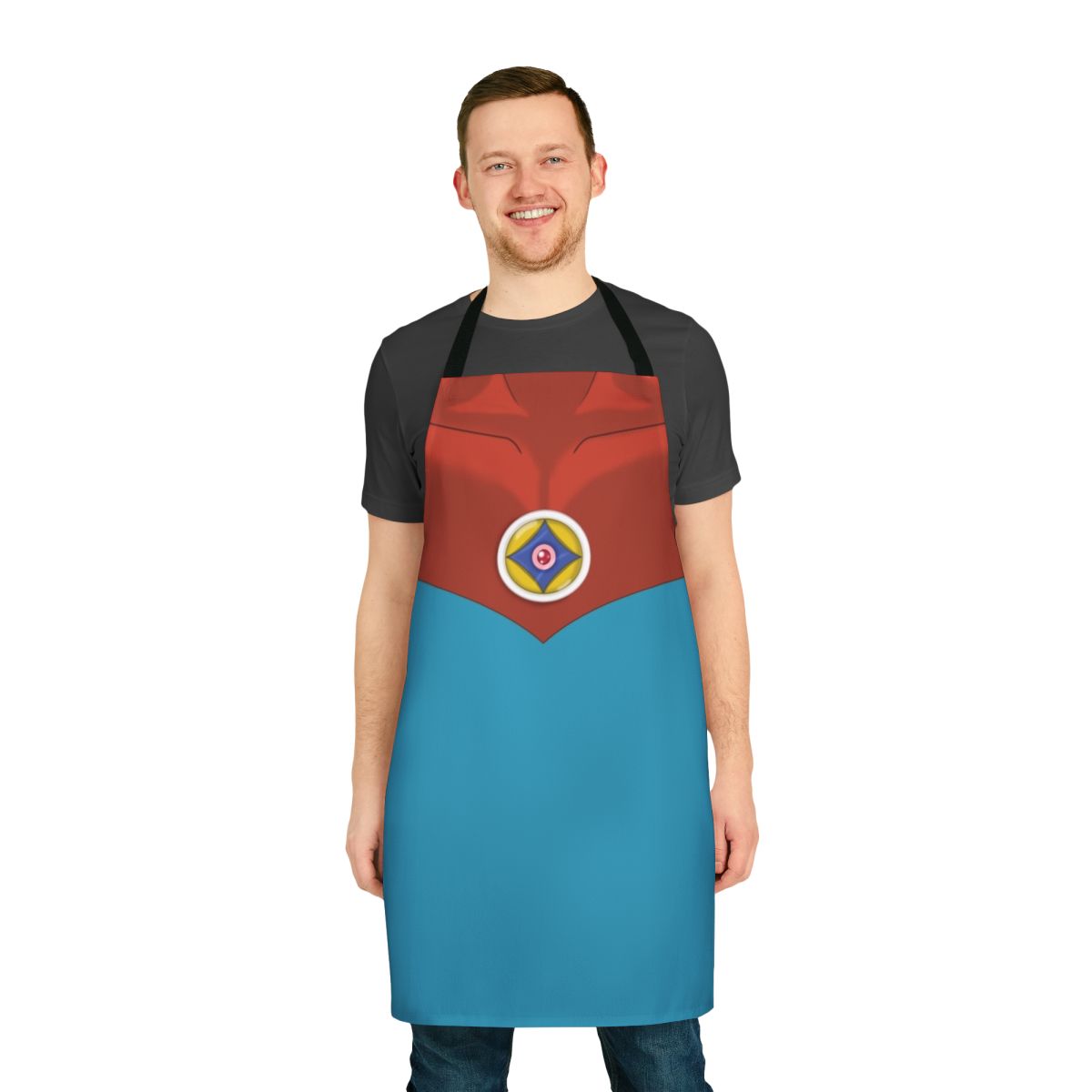 Retro Astroganger inspired apron with anime, 80s, and mecha design elements