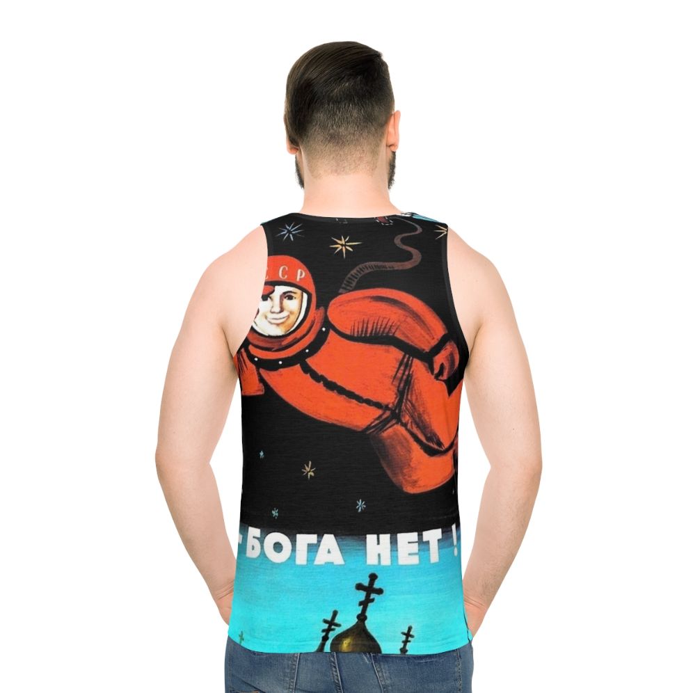 Retro atheist space exploration unisex tank top