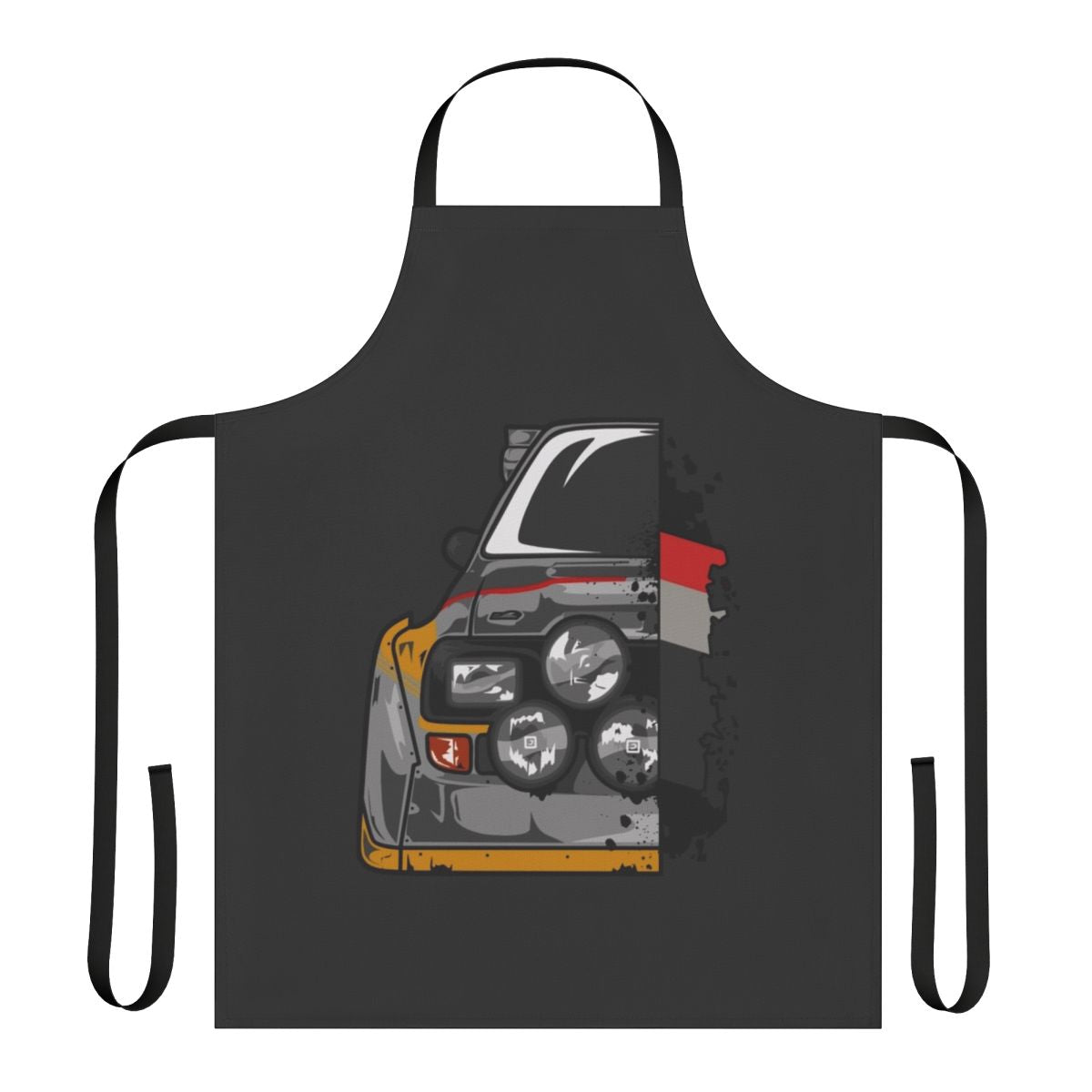 Colorful apron with vintage Audi coupe and sport car designs