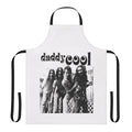 Retro-style music-themed kitchen apron featuring a guitar countdown and Australian rock bands