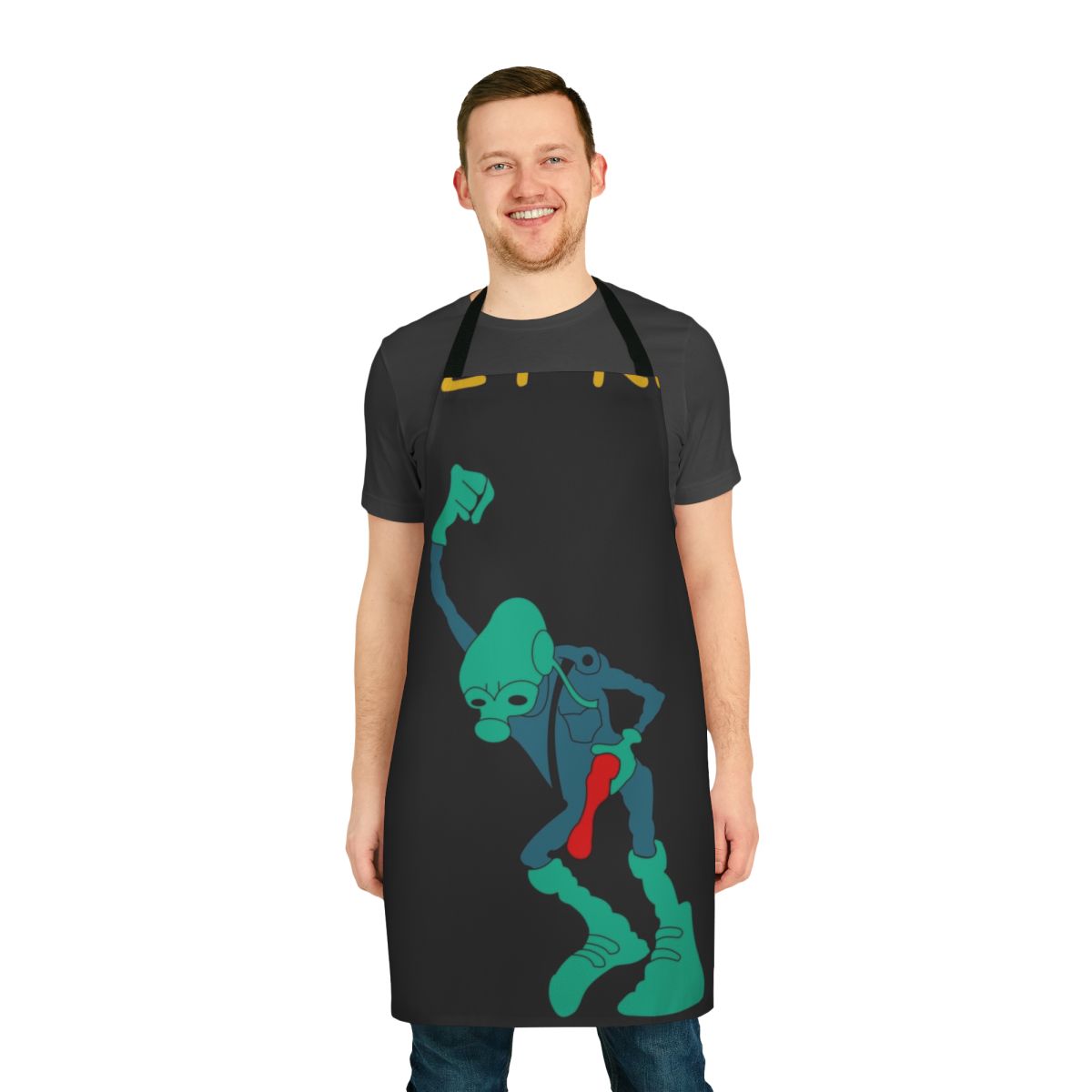 Retro apron featuring a design inspired by the 1970s animated film "Wizards" by Ralph Bakshi.