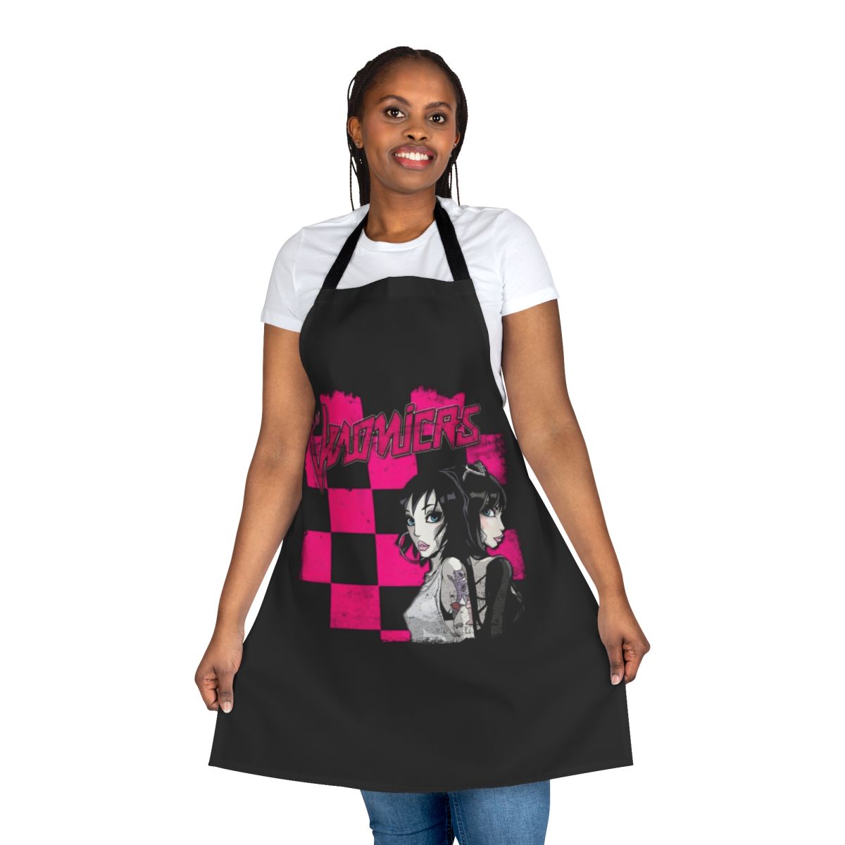 Retro-style apron featuring the words "There's No I in Team"