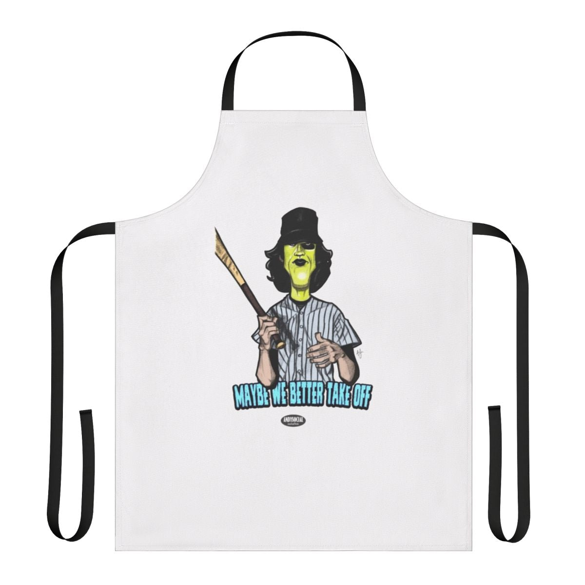 Retro-style baseball fury apron featuring a bold graphic design