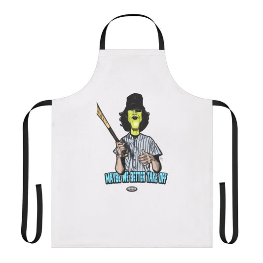 Retro-style baseball fury apron featuring a bold graphic design