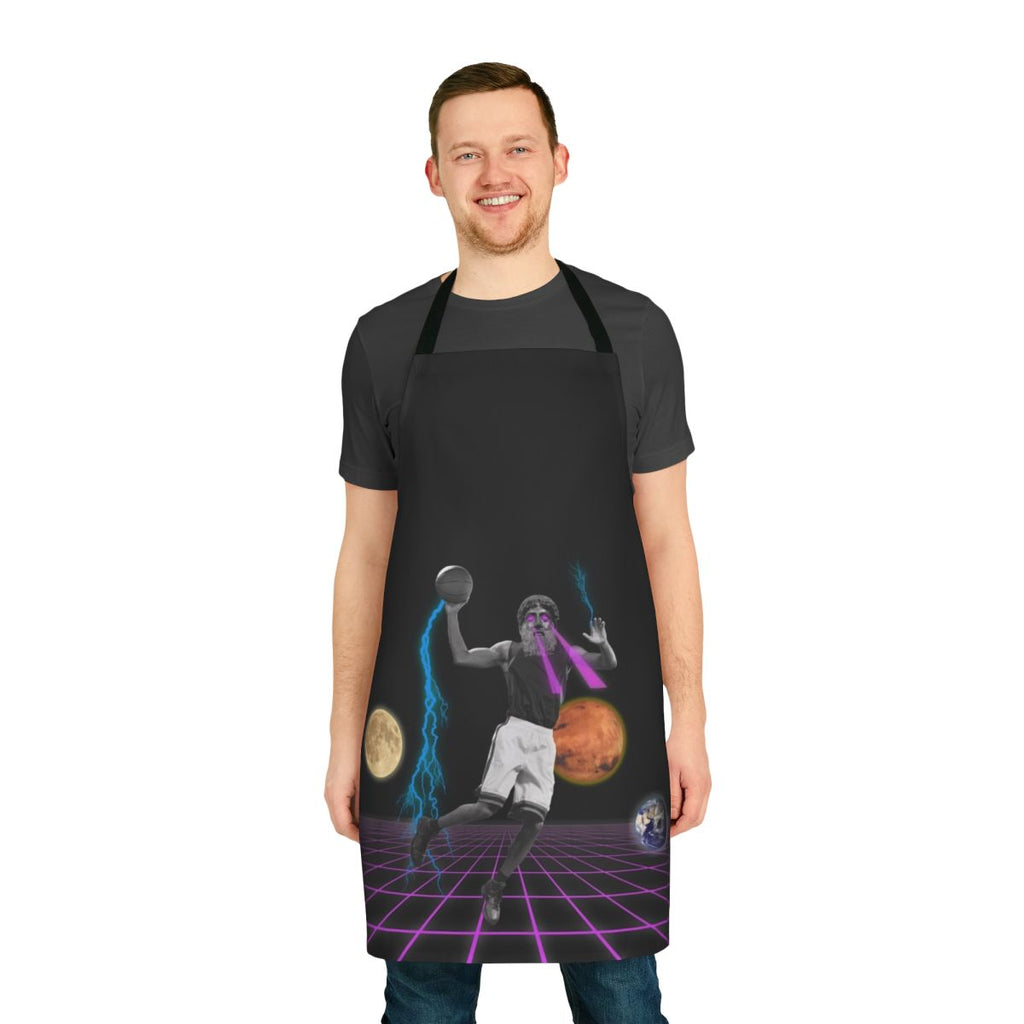 Retro-style basketball apron featuring a graphic design with planets, galaxies, and a vaporwave-inspired aesthetic.