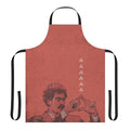 Retro basketball-inspired apron in a grungy, geometric design