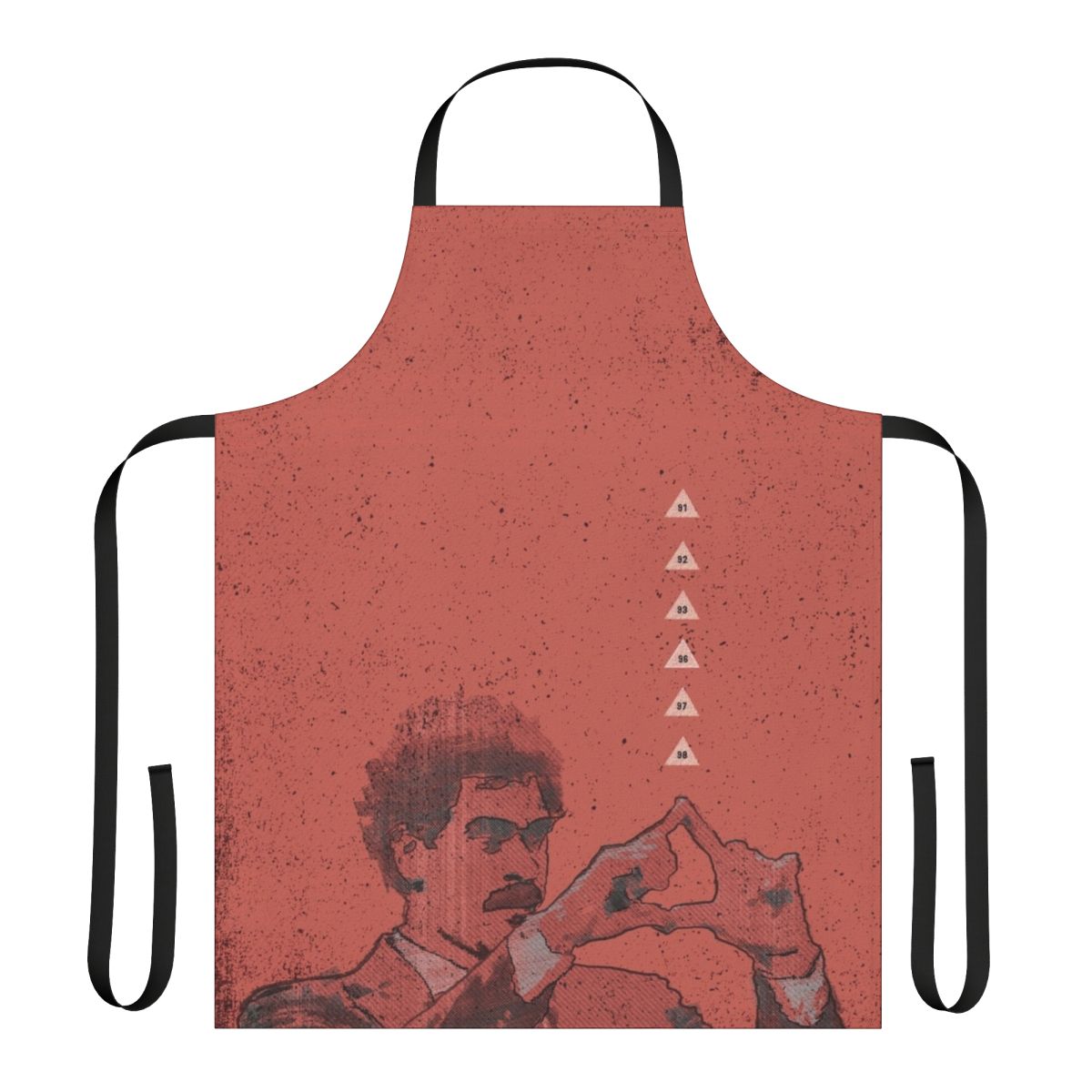 Retro basketball-inspired apron in a grungy, geometric design