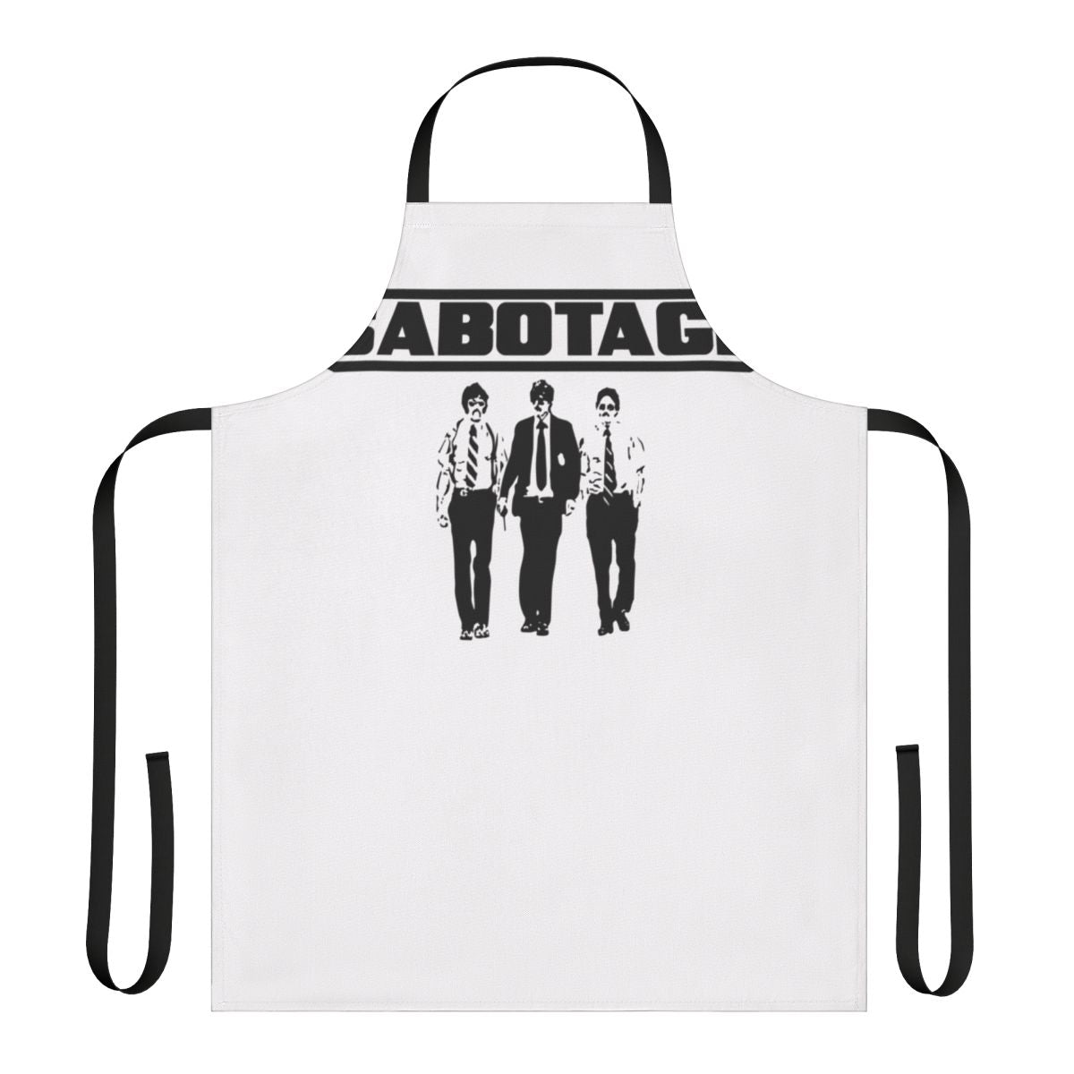 Beastie Boys inspired sabotage apron with 90s hip hop style graphics