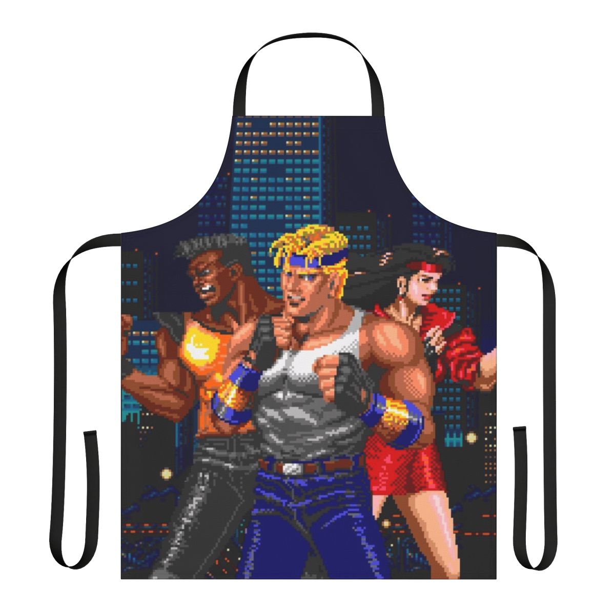 Retro beat em up inspired apron featuring characters from the classic video game Streets of Rage