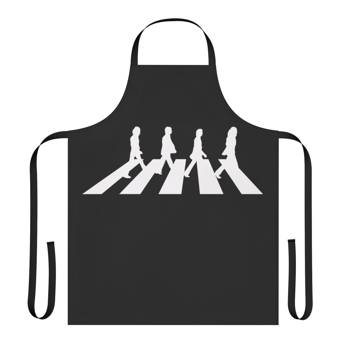 Vintage-style apron featuring iconic imagery and lyrics from the Beatles' classic album Abbey Road