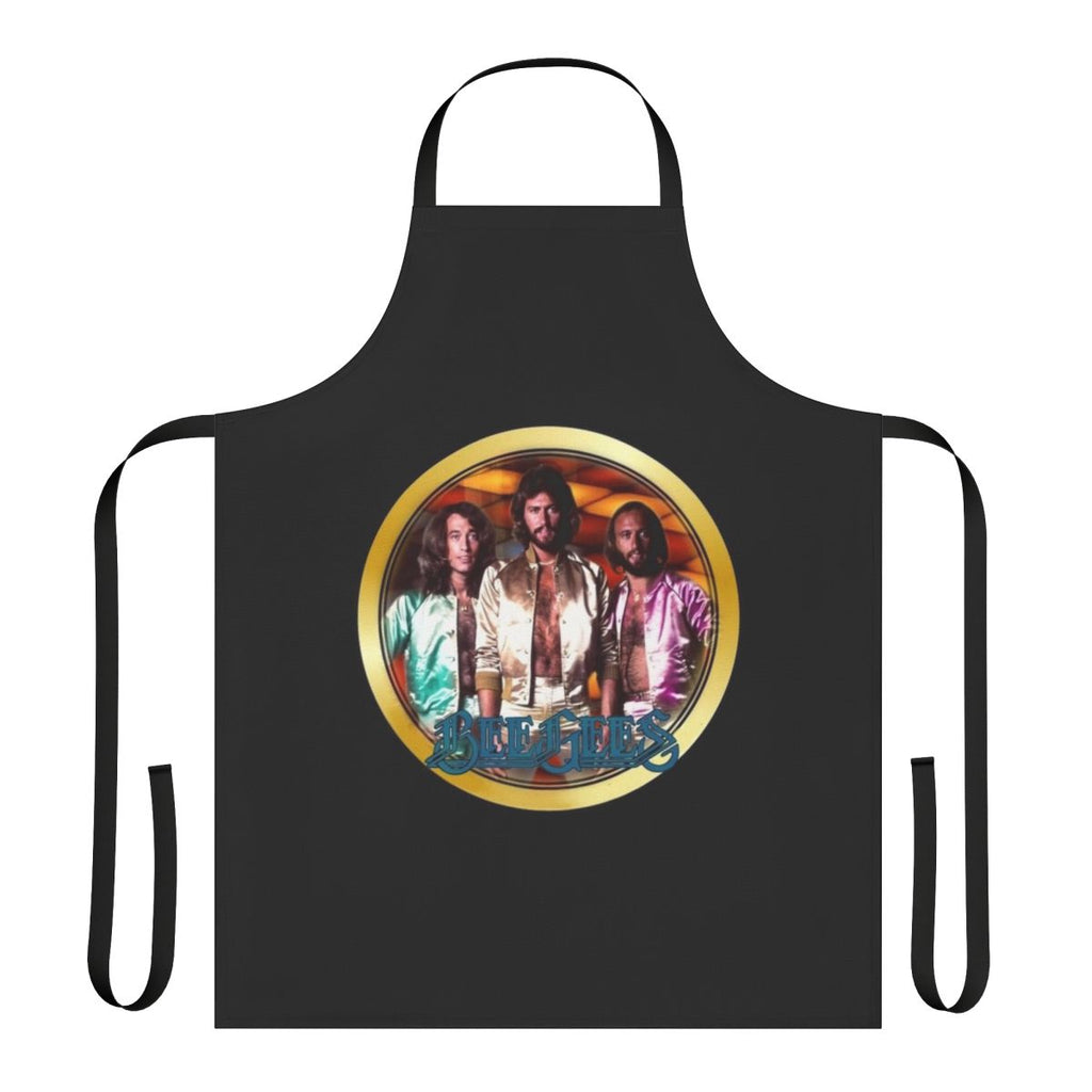 Vintage 1970s-style custom apron featuring the Bee Gees logo and design