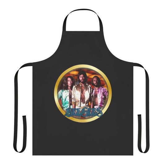 Vintage 1970s-style custom apron featuring the Bee Gees logo and design