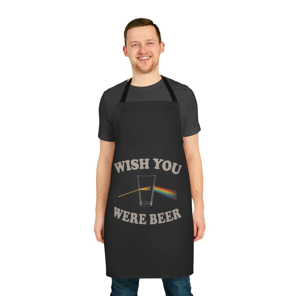 Retro beer apron with 70s style design and "Wish You Were Beer" text