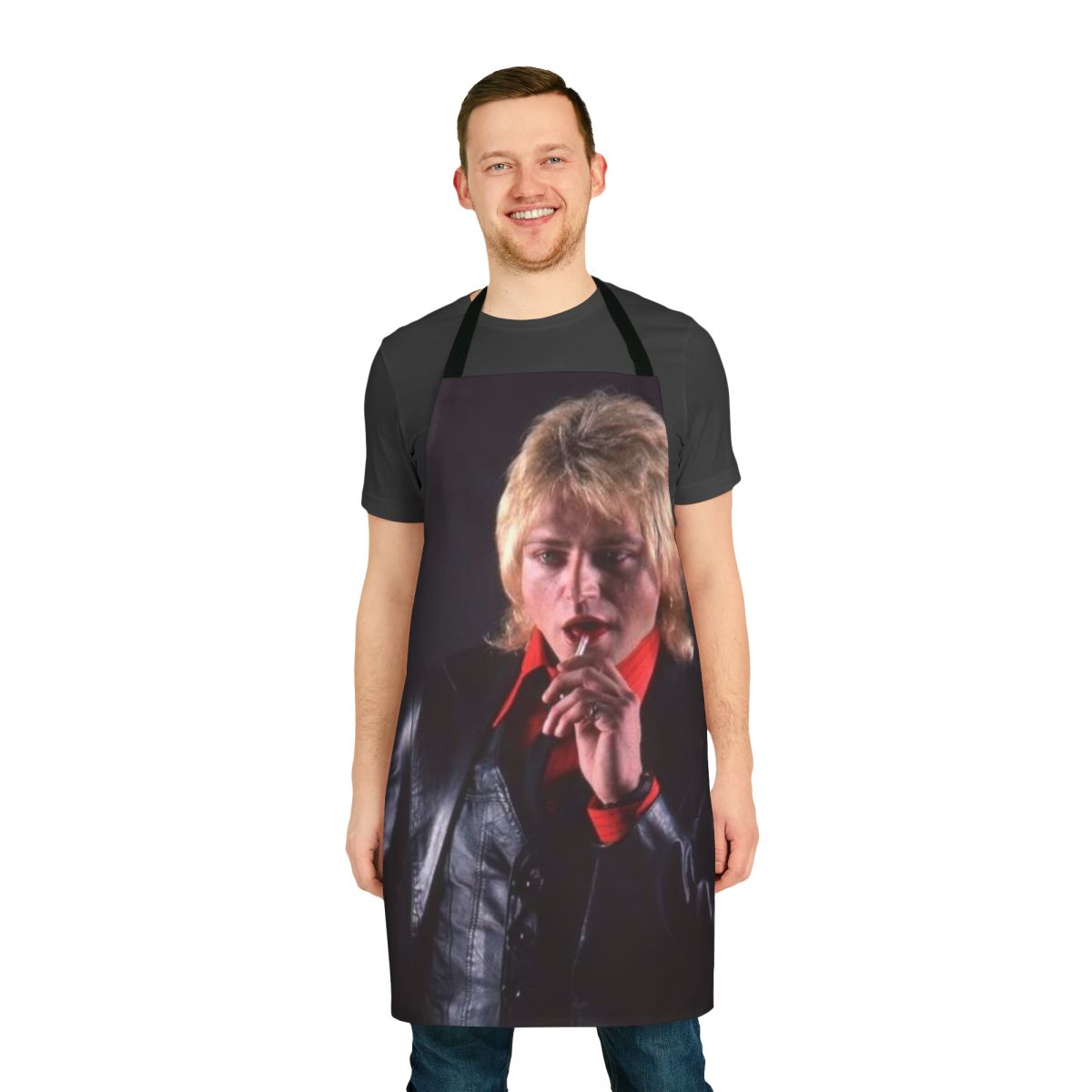 Retro-style apron featuring the likeness of classic rock singer Benjamin Orr
