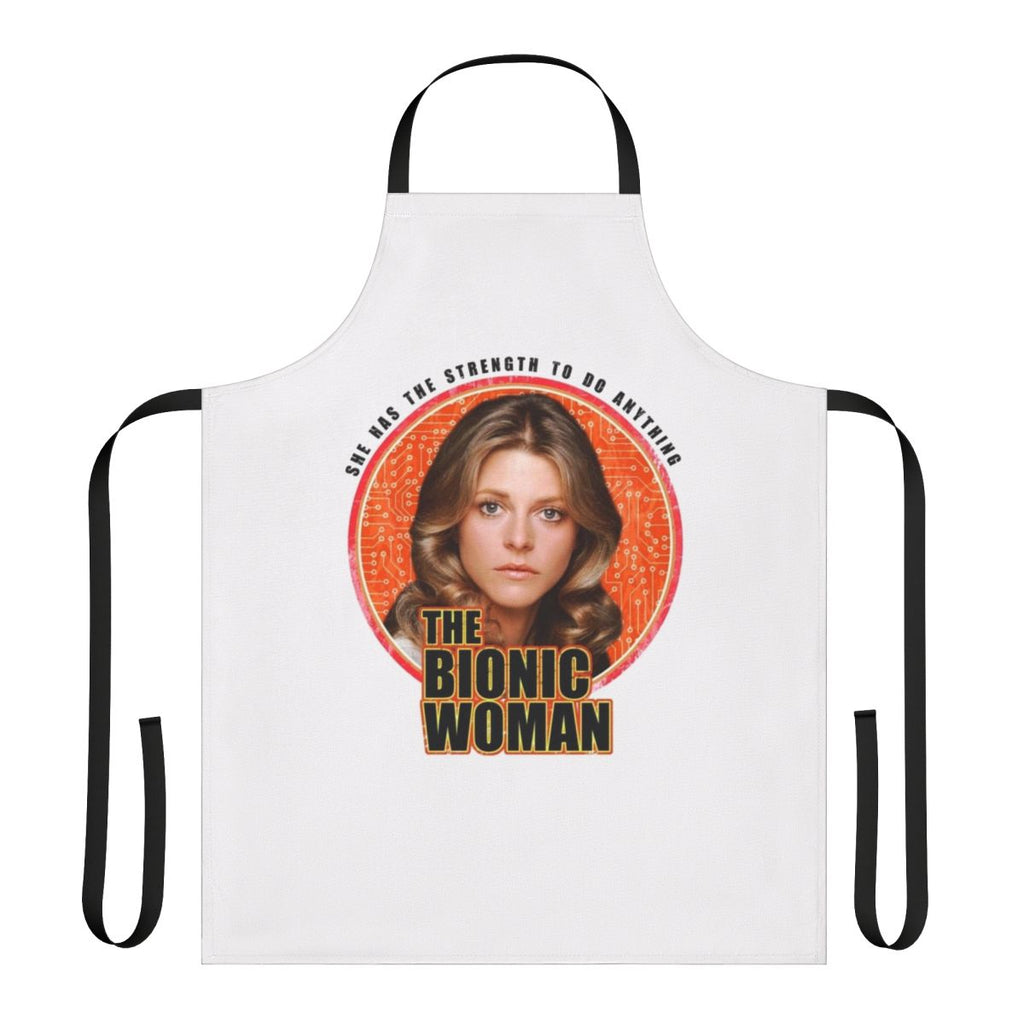 Retro-style apron inspired by the 1970s TV series "The Bionic Woman"