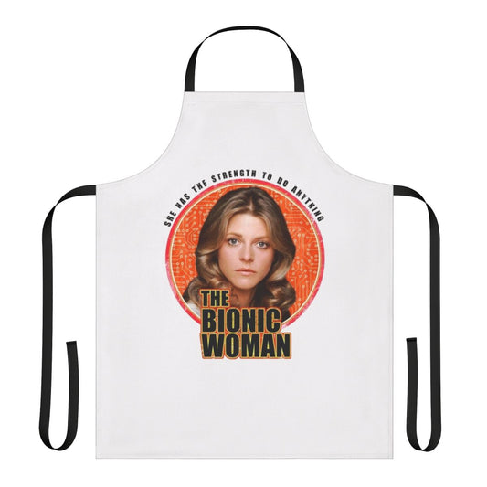 Retro-style apron inspired by the 1970s TV series "The Bionic Woman"