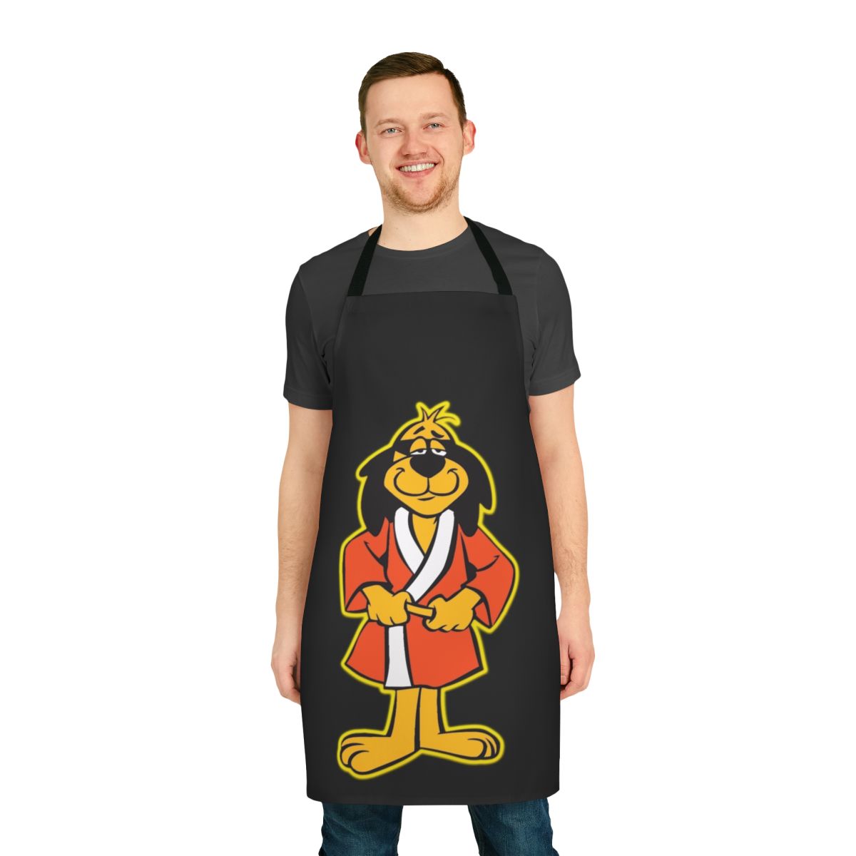 Black apron featuring the classic cartoon character Hong Kong Phooey