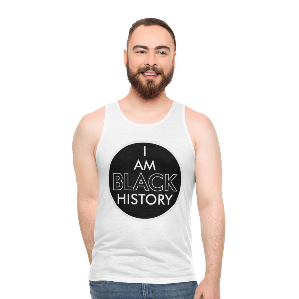 Retro unisex black history tank top with vintage Pan Am Airways logo