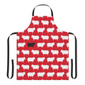 Vintage-style black and white sheep pattern apron inspired by the iconic black sheep sweater design