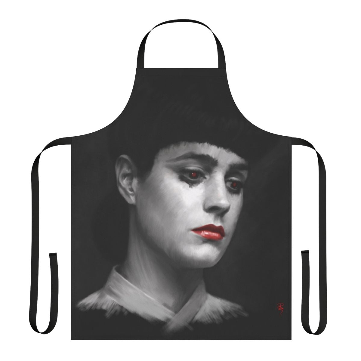 Retro-style apron featuring Blade Runner-inspired graphics and designs