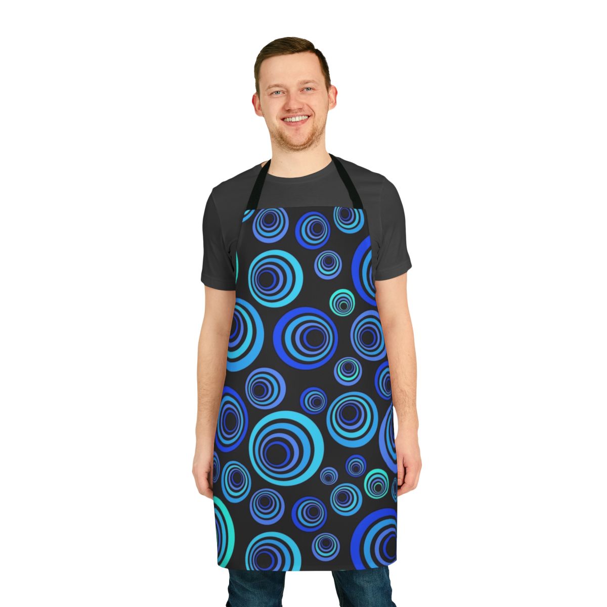 Retro blue abstract patterned apron