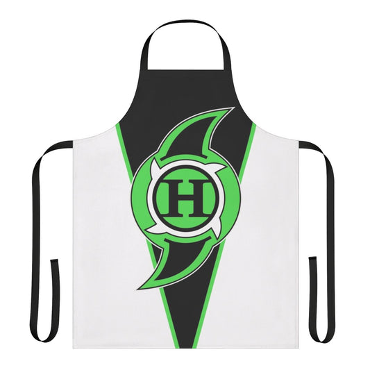 Retro blue apron featuring a wrestling-inspired design