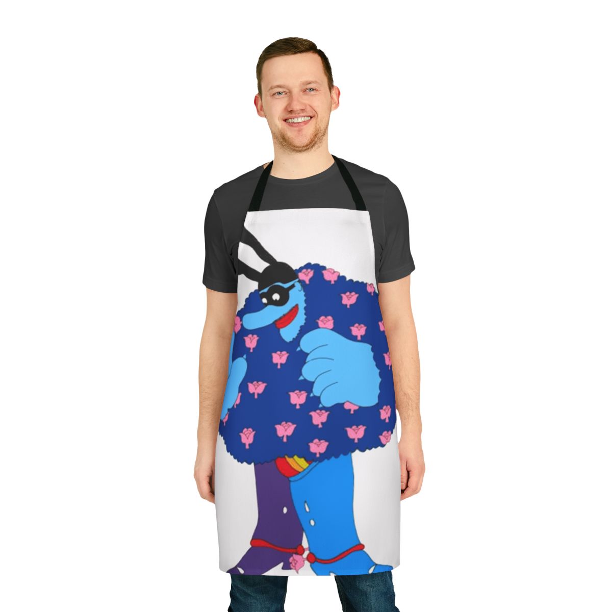 Retro blue apron with Beatles-inspired 'Yellow Submarine' design