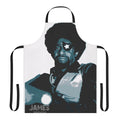 Retro-style apron featuring a blues musician design
