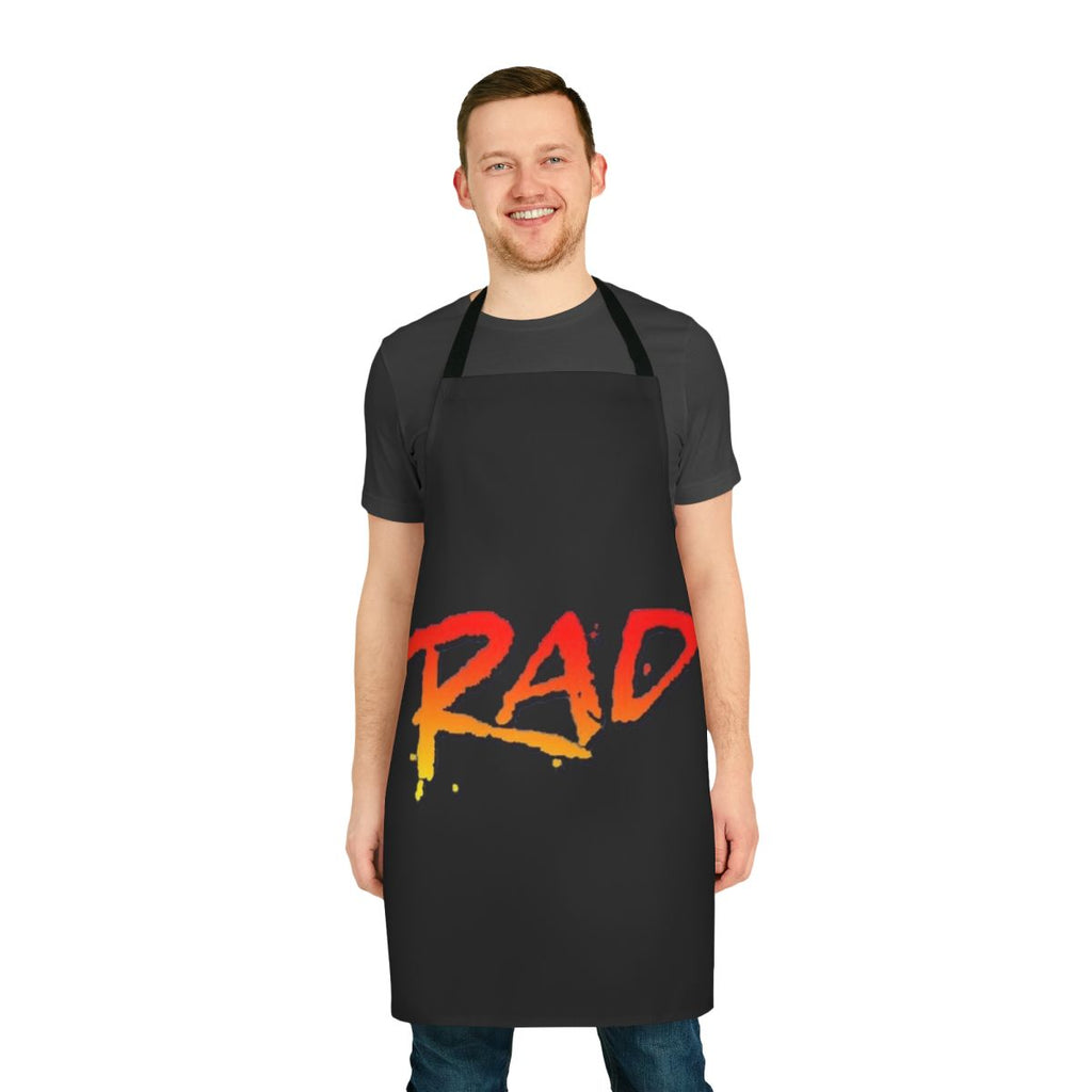 Retro-style apron featuring a stylized BMX bike and the text "Rad BMX Movie 1986"