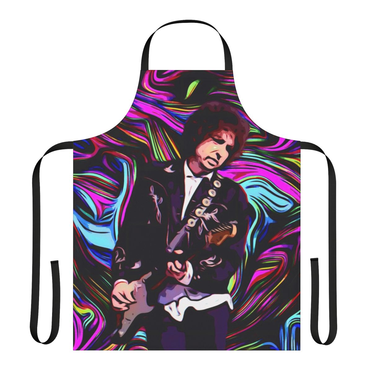 Vintage-style apron featuring the iconic image of legendary musician Bob Dylan