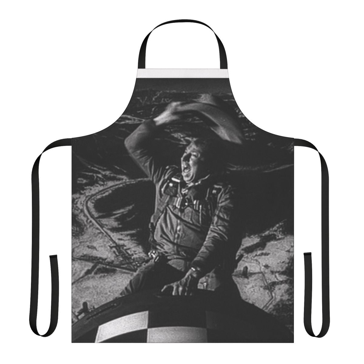 Retro Bomb Rider Atomic Cowboy Apron featuring a nuclear bomb riding cowboy