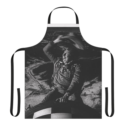 Retro Bomb Rider Atomic Cowboy Apron featuring a nuclear bomb riding cowboy