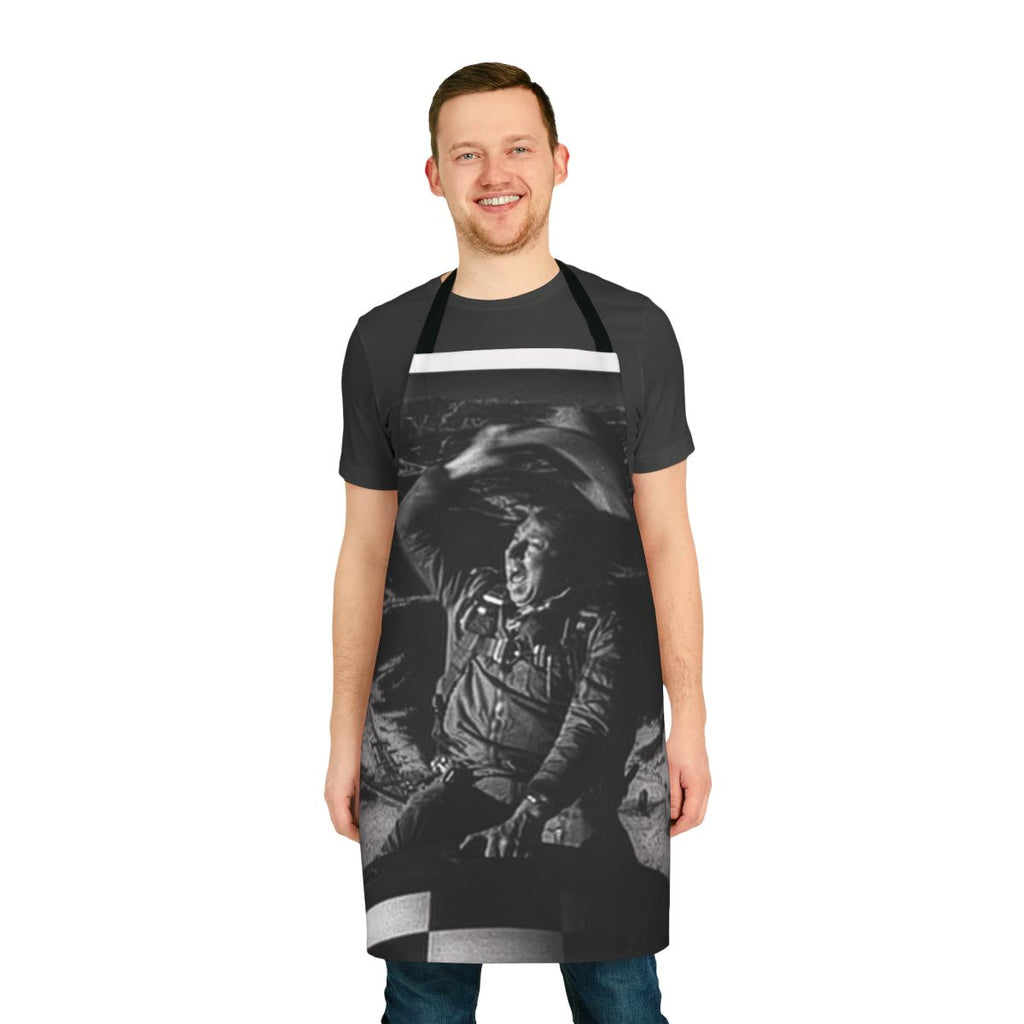 Retro Bomb Rider Atomic Cowboy Apron featuring a nuclear bomb riding cowboy