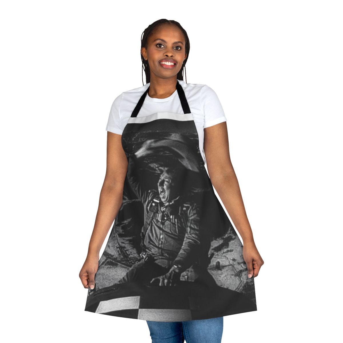 Retro Bomb Rider Atomic Cowboy Apron featuring a nuclear bomb riding cowboy
